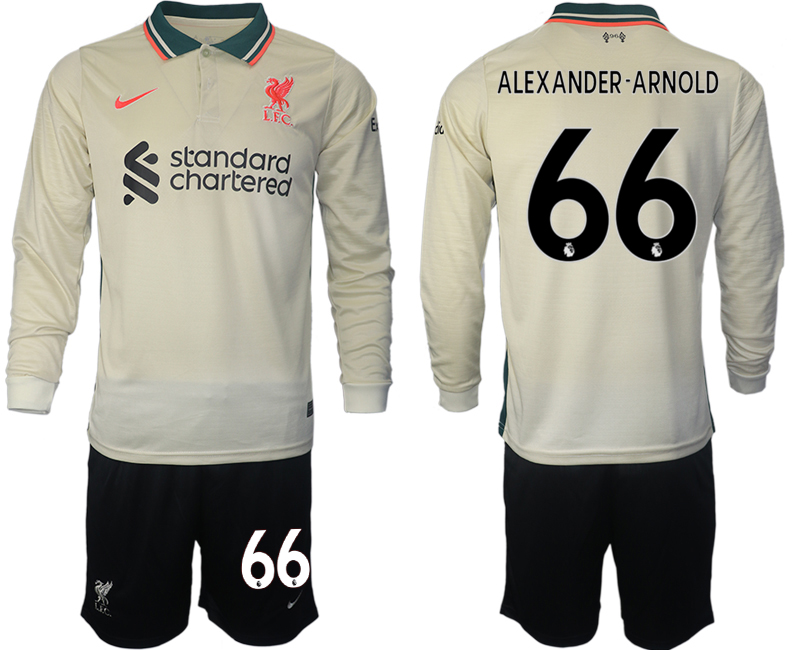 Men 2021-2022 Club Liverpool away cream Long Sleeve #66 Soccer Jersey->liverpool jersey->Soccer Club Jersey
